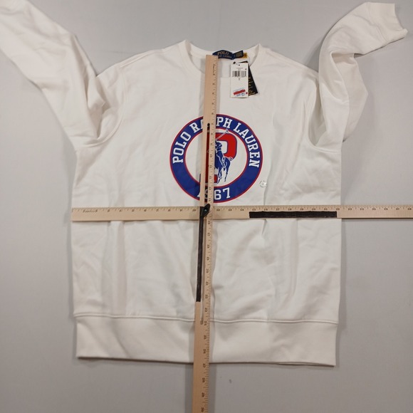 Polo Ralph Lauren Sweatshirt Mens Large White Polo Logo 1967 Fleece P Wing $148 - Picture 7 of 10